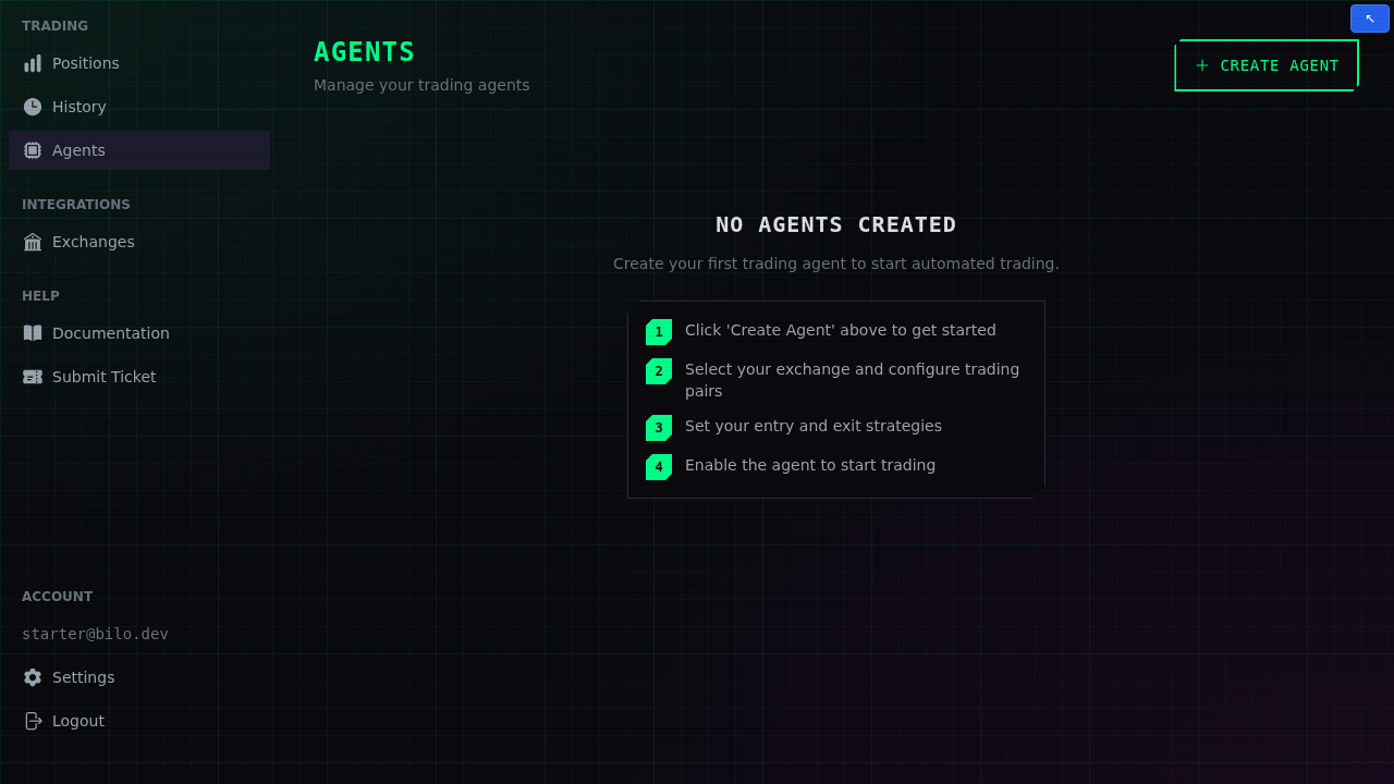 The Agents page with no agents yet
